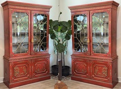 Mitte des 20. Jahrhunderts Scharlachrot Chinoiserie Bücherregal Schränke