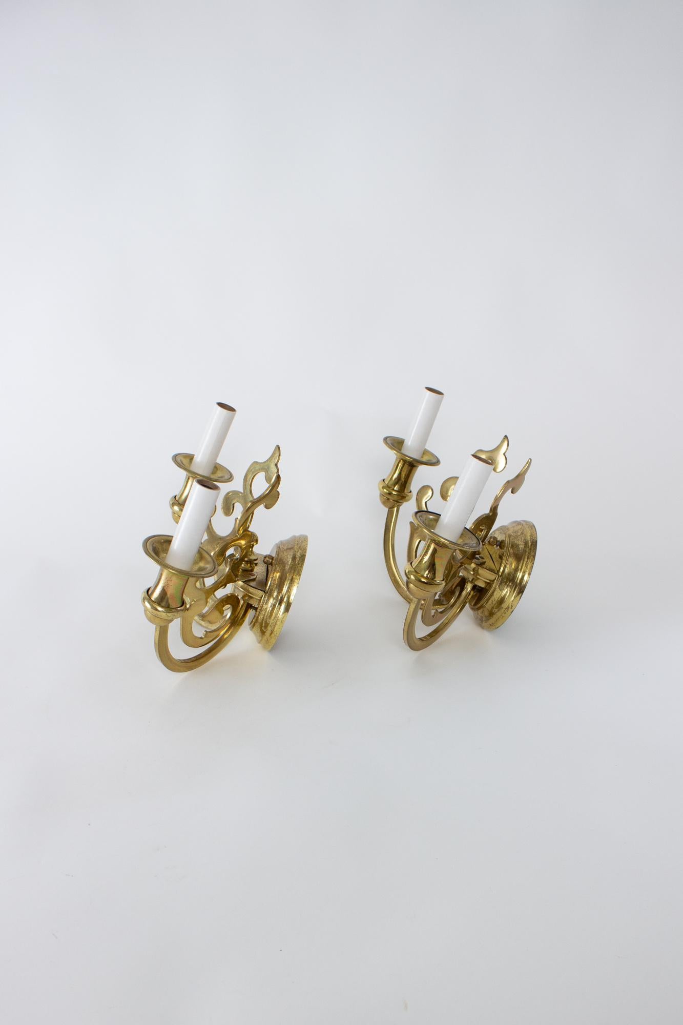 Mid 20th Century Sciolari Brass Sconces- a pair In Fair Condition For Sale In Canton, MA