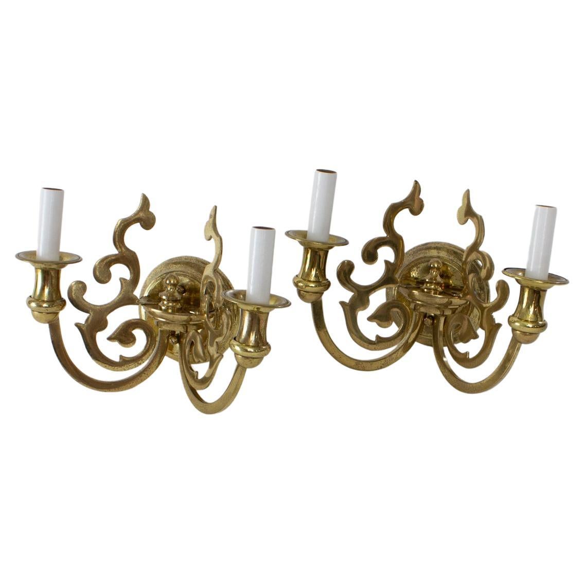 Mid 20th Century Sciolari Brass Sconces- a pair For Sale