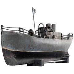 Mid-20th Century Scratch Built Metal Boat Model