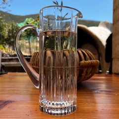 Mid 20th Century Sculptural Modern Cut Glass Crystal Pitcher