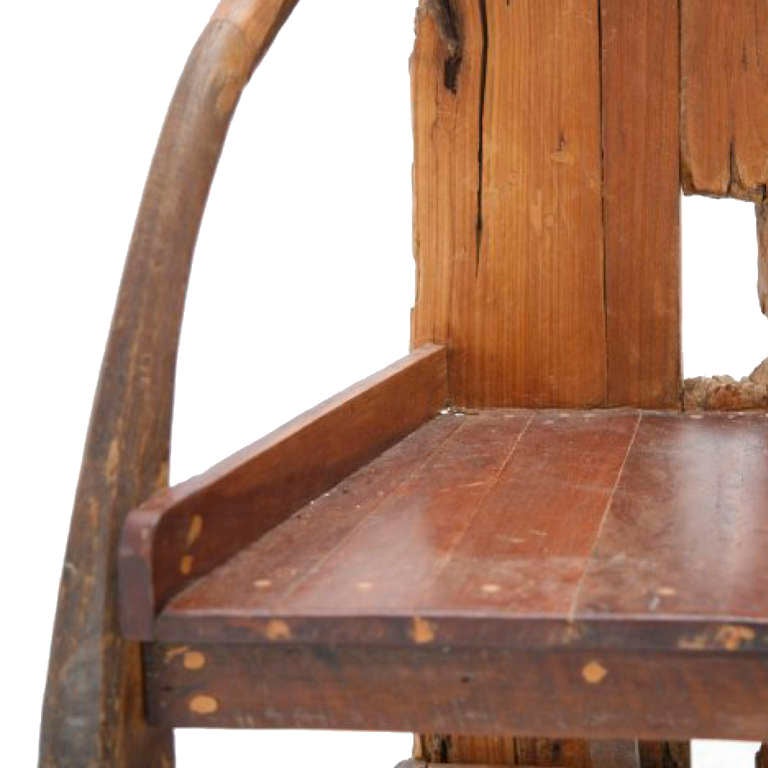 Mid-20th Century Sculptural Olive Wood and Walnut French Chair In Good Condition In Madrid, ES