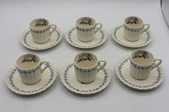 Mitte des 20. Jahrhunderts Satz von 6 Demitasse Tassen und Untertassen