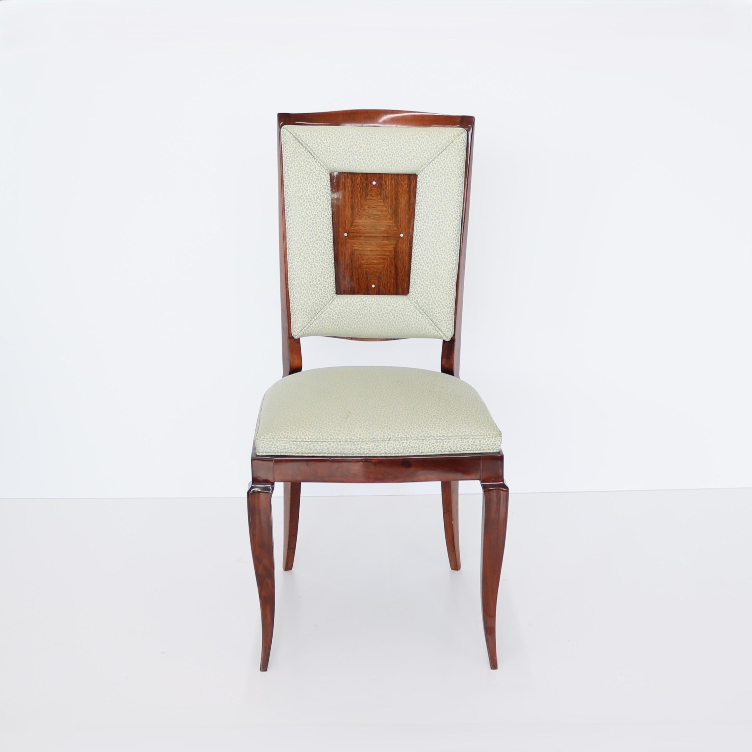 French Mid-20th Century Set of Eight Dining Chairs by Jules Leleu, France For Sale
