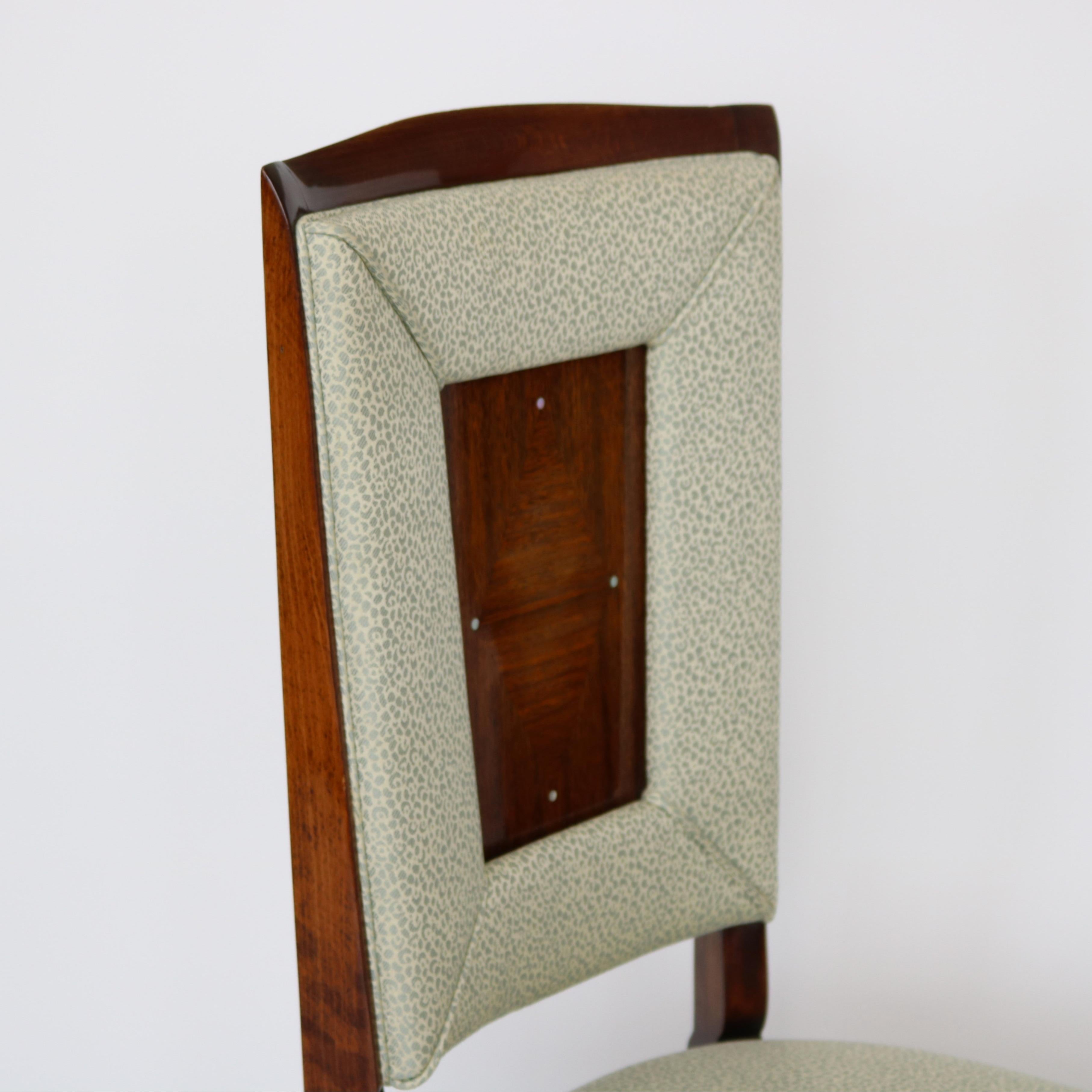 Hardwood Mid-20th Century Set of Eight Dining Chairs by Jules Leleu, France For Sale