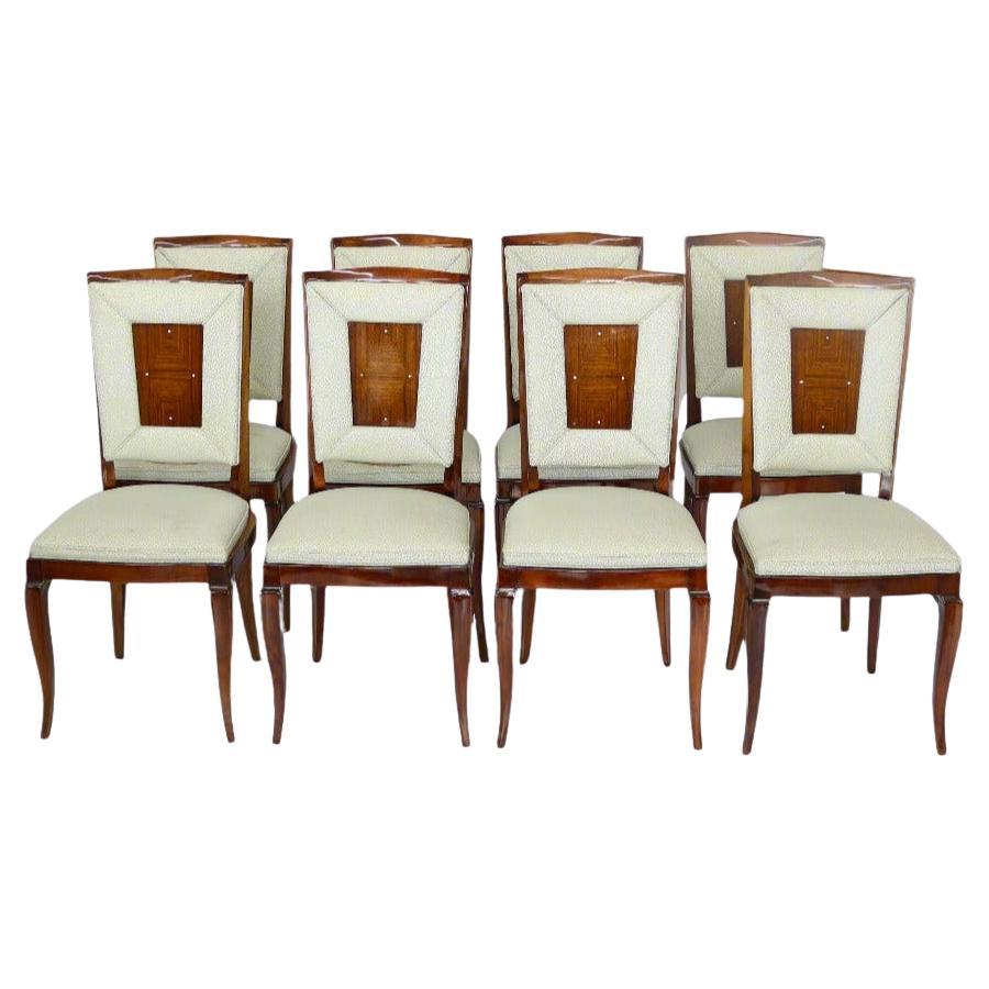 Mid-20th Century Set of Eight Dining Chairs by Jules Leleu, France For Sale