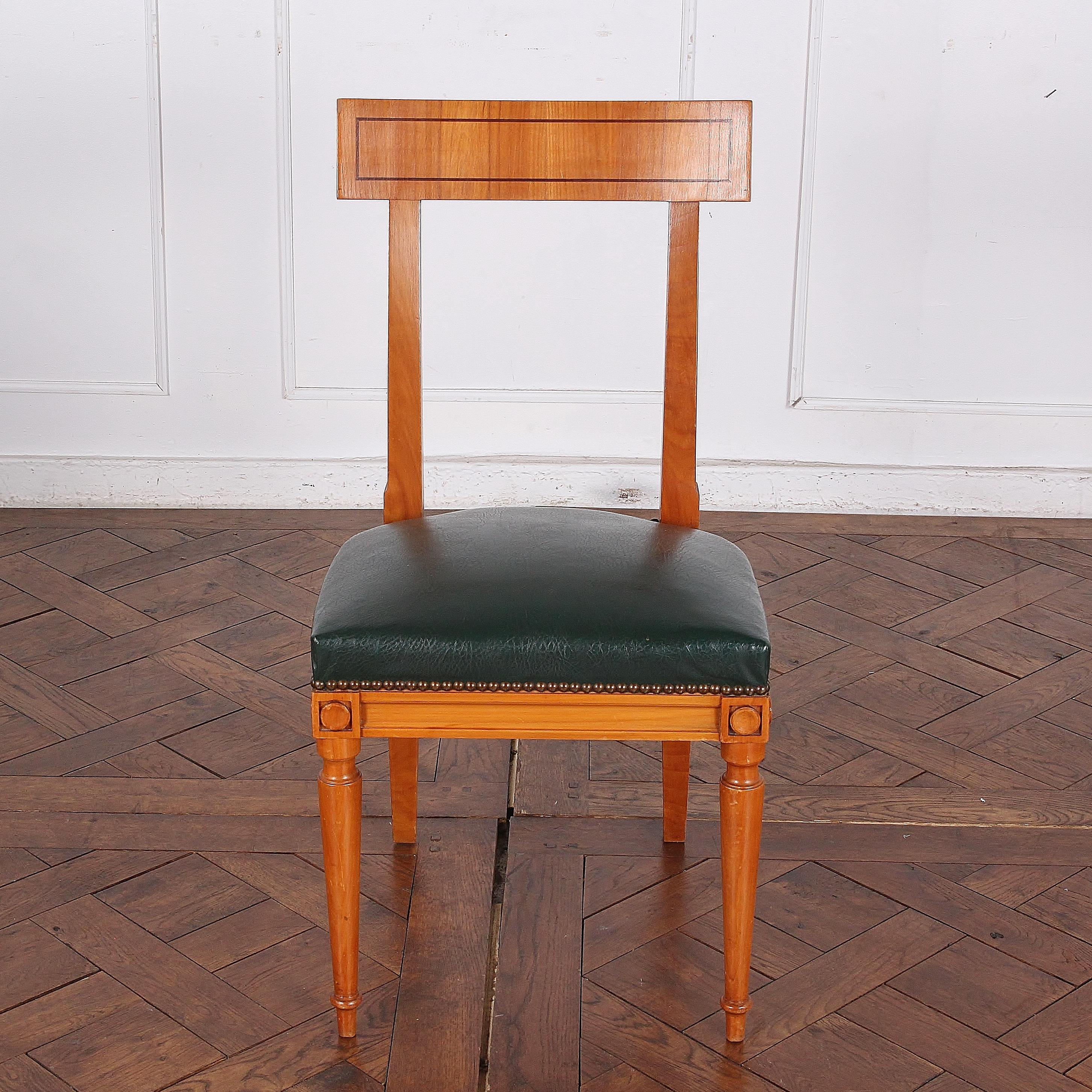Inlay Mid-20th Century Set of Eight French Directoire Dining Chairs
