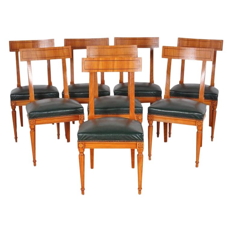 Mid-20th Century Set of Eight French Directoire Dining Chairs