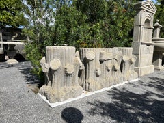 Vintage Faux Bois Garden Planters Set, Hand-Carved Limestone, 1950s