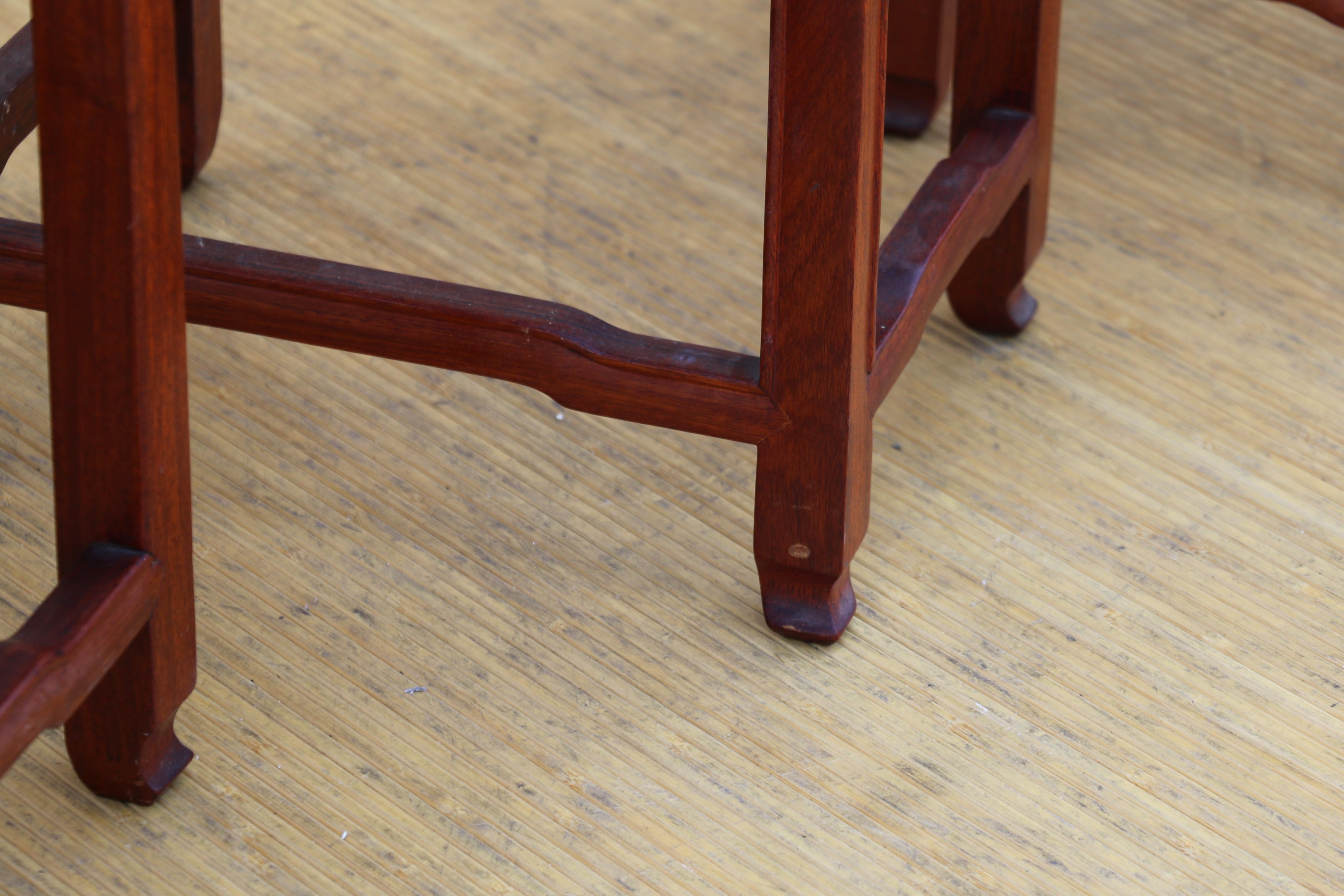 Mid 20th Century Set of Four Chinese Hong-Mu Nest of Tables for George Zee & CO. For Sale 7