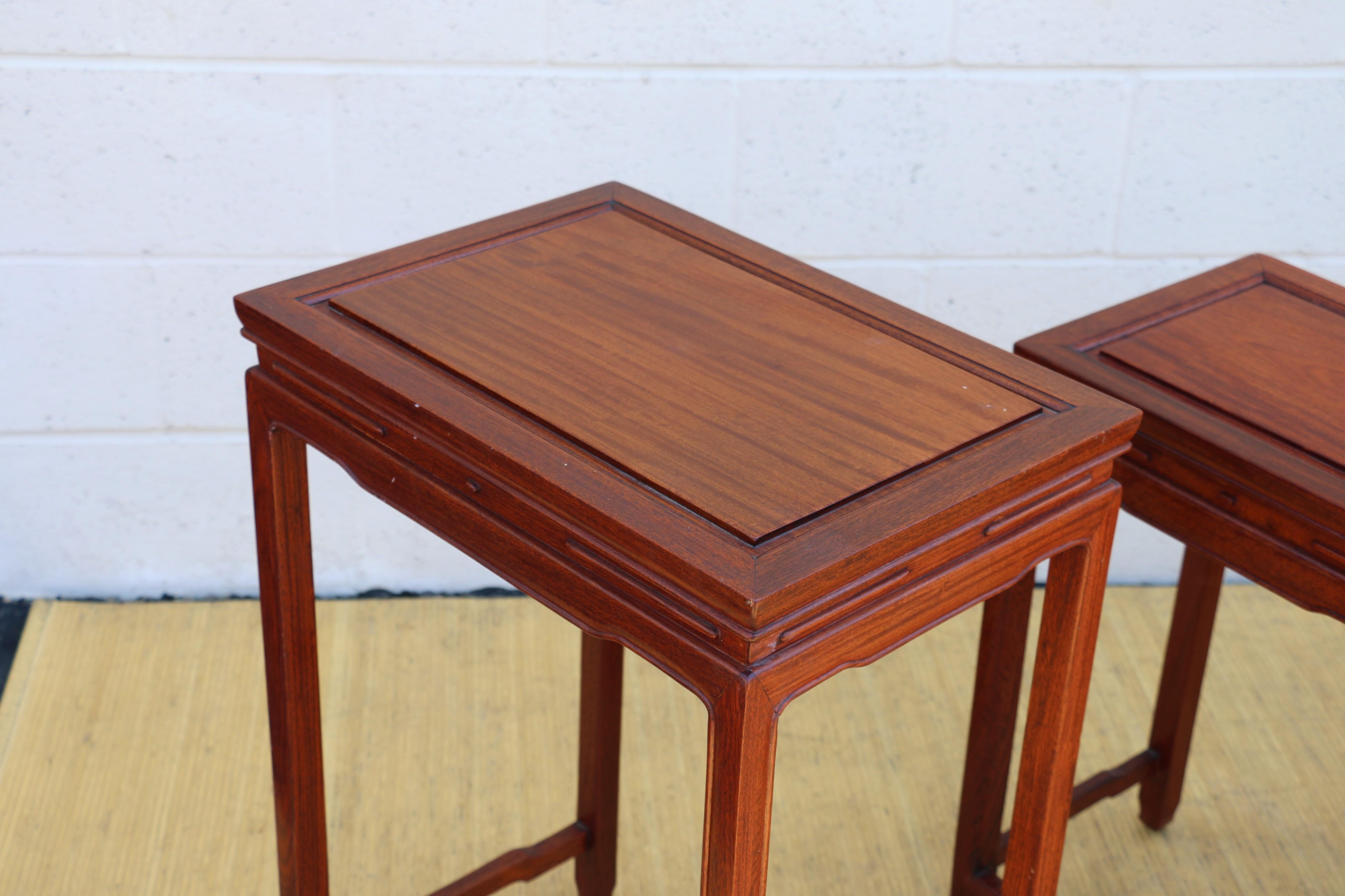 Mid 20th Century Set of Four Chinese Hong-Mu Nest of Tables for George Zee & CO. For Sale 2