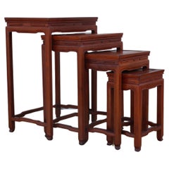 Mid 20th Century Set of Four Chinese Hong-Mu Nest of Tables for George Zee & CO.