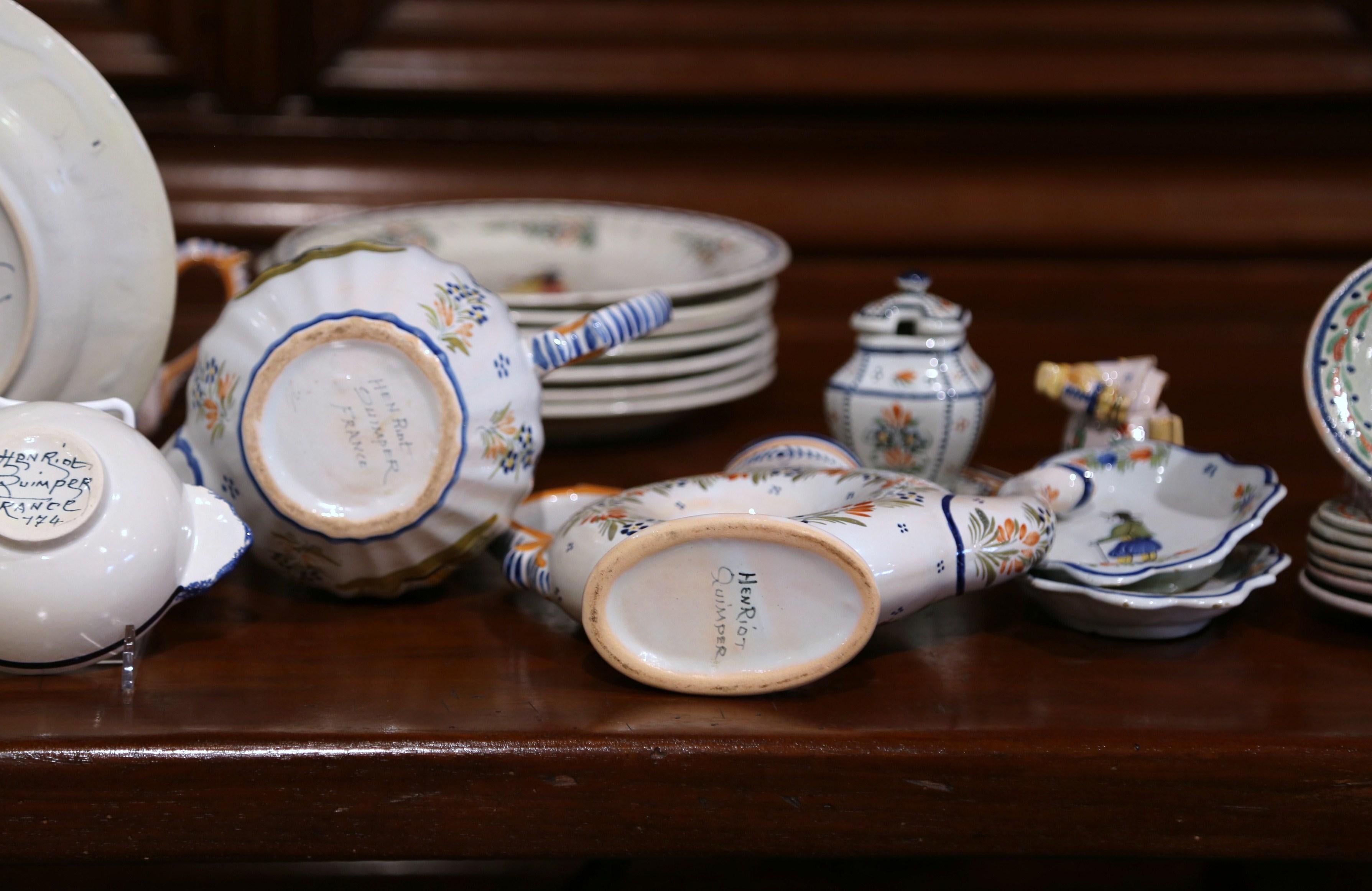 Mid-20th Century Set of Hand-Painted Henriot Quimper Dishes 7