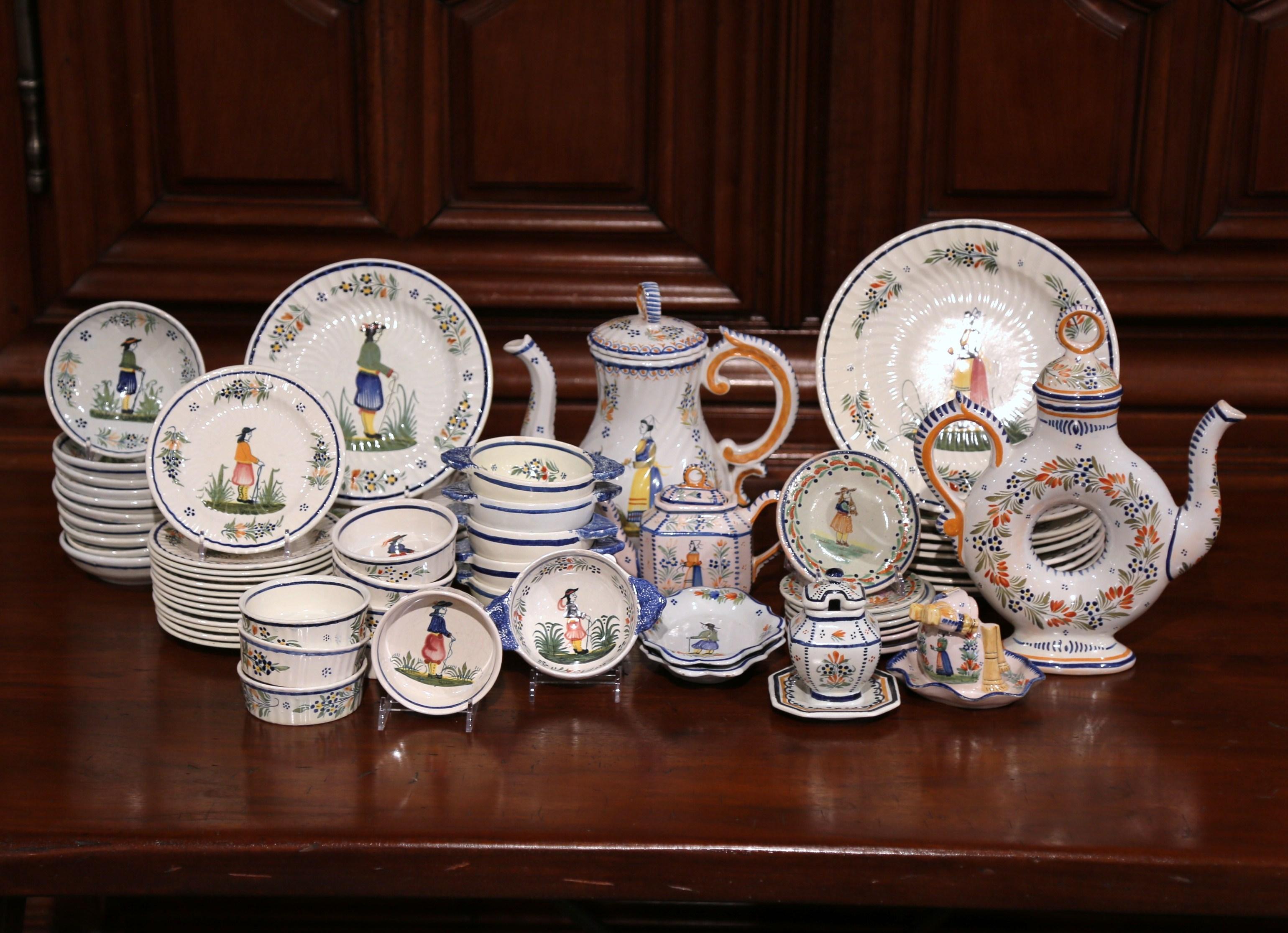 Mid-20th Century Set of Hand-Painted Henriot Quimper Dishes 1