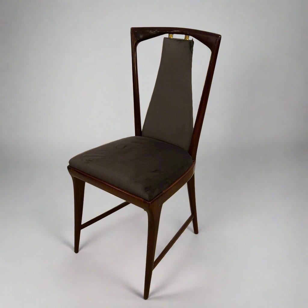 Patinated Mid-20th Century Set of Six Dining Chairs by Osvaldo Borsani For Sale