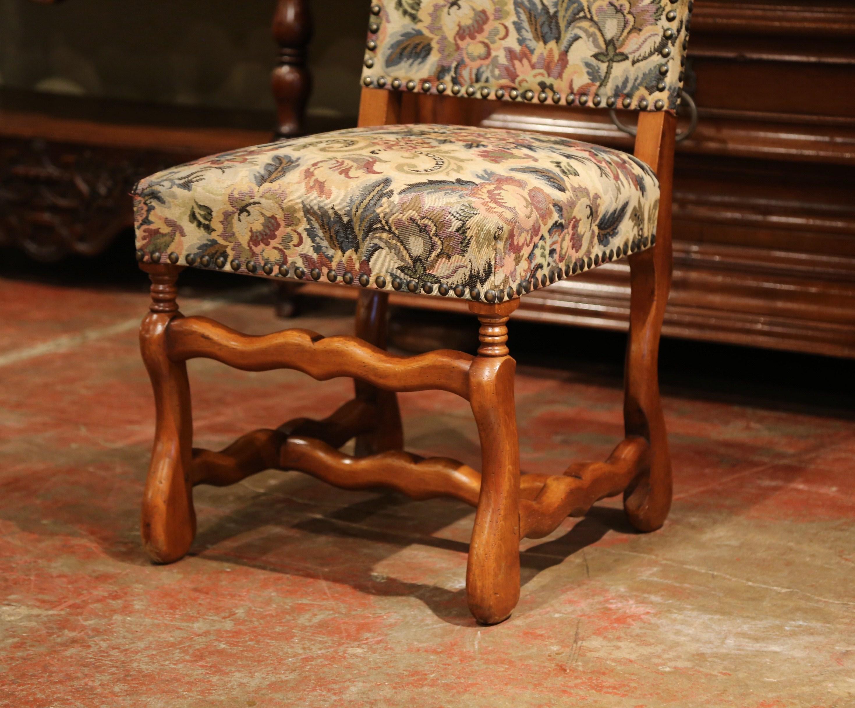 Mid-20th Century Set of Six French Louis XIII Carved Sheep Bone Dining Chairs In Excellent Condition In Dallas, TX