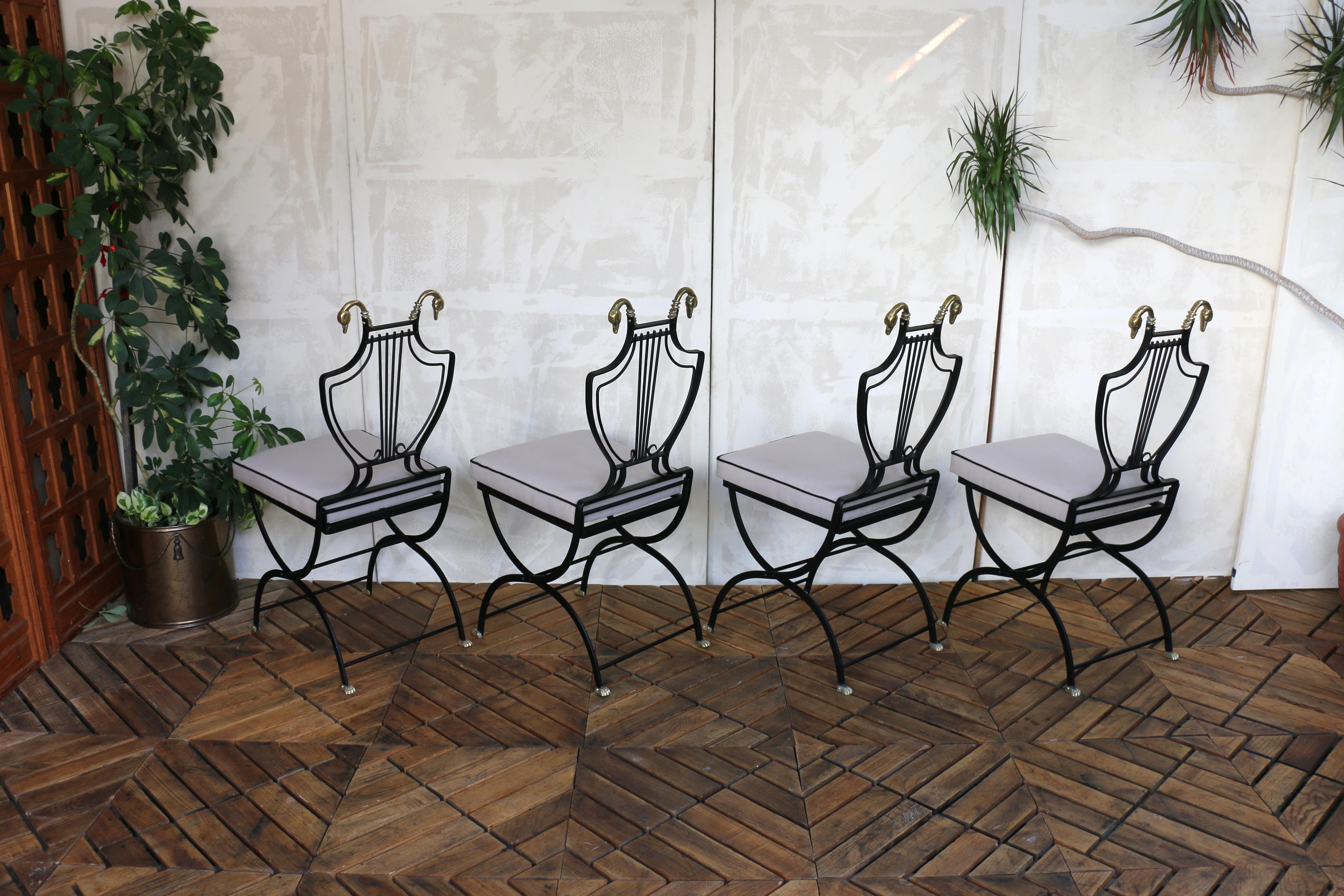 Juego de seis sillas de comedor para patio de mediados del siglo XX, de Maison Jansen en venta 4