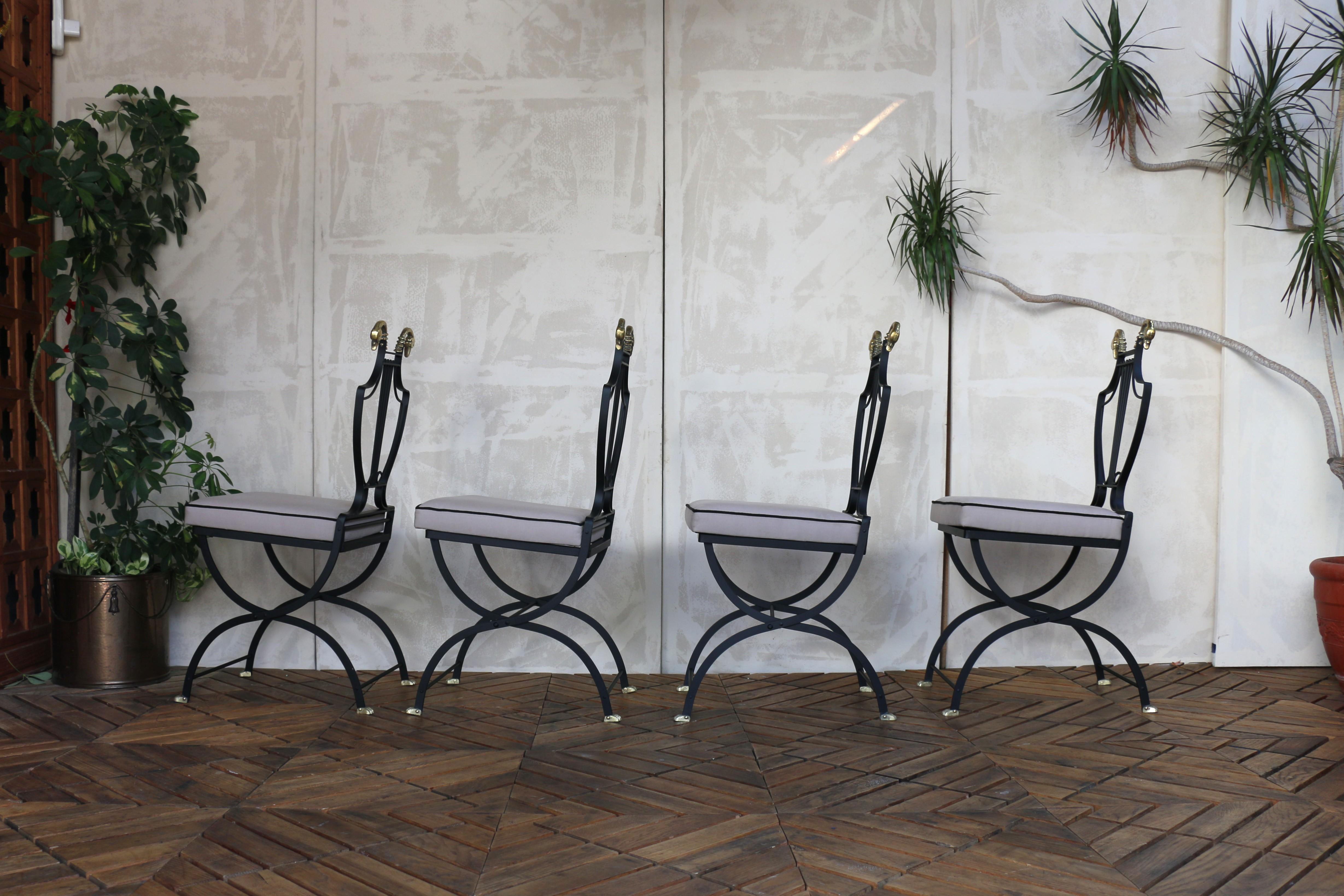 Juego de seis sillas de comedor para patio de mediados del siglo XX, de Maison Jansen en venta 5