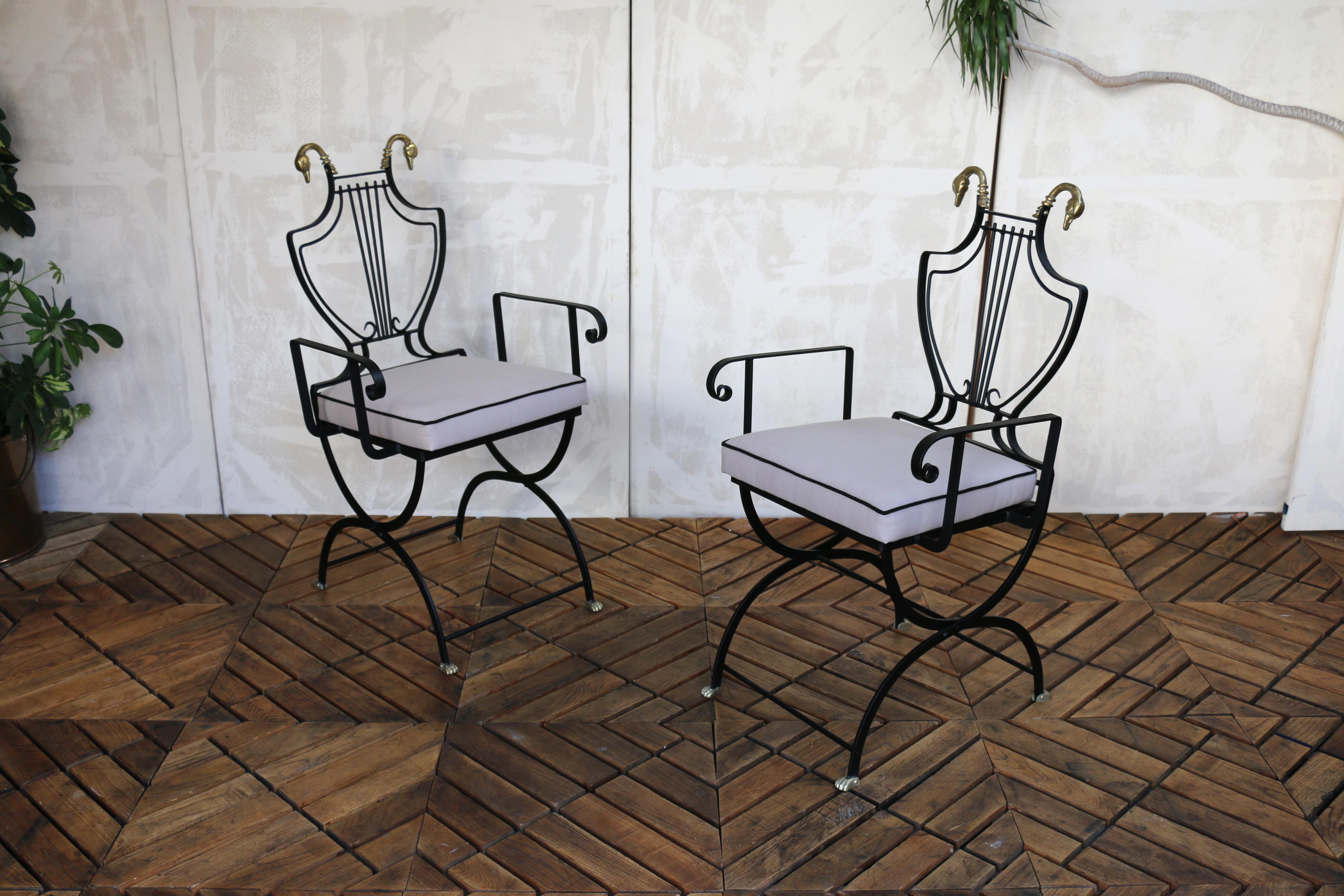 Juego de seis sillas de comedor para patio de mediados del siglo XX, de Maison Jansen en venta 6