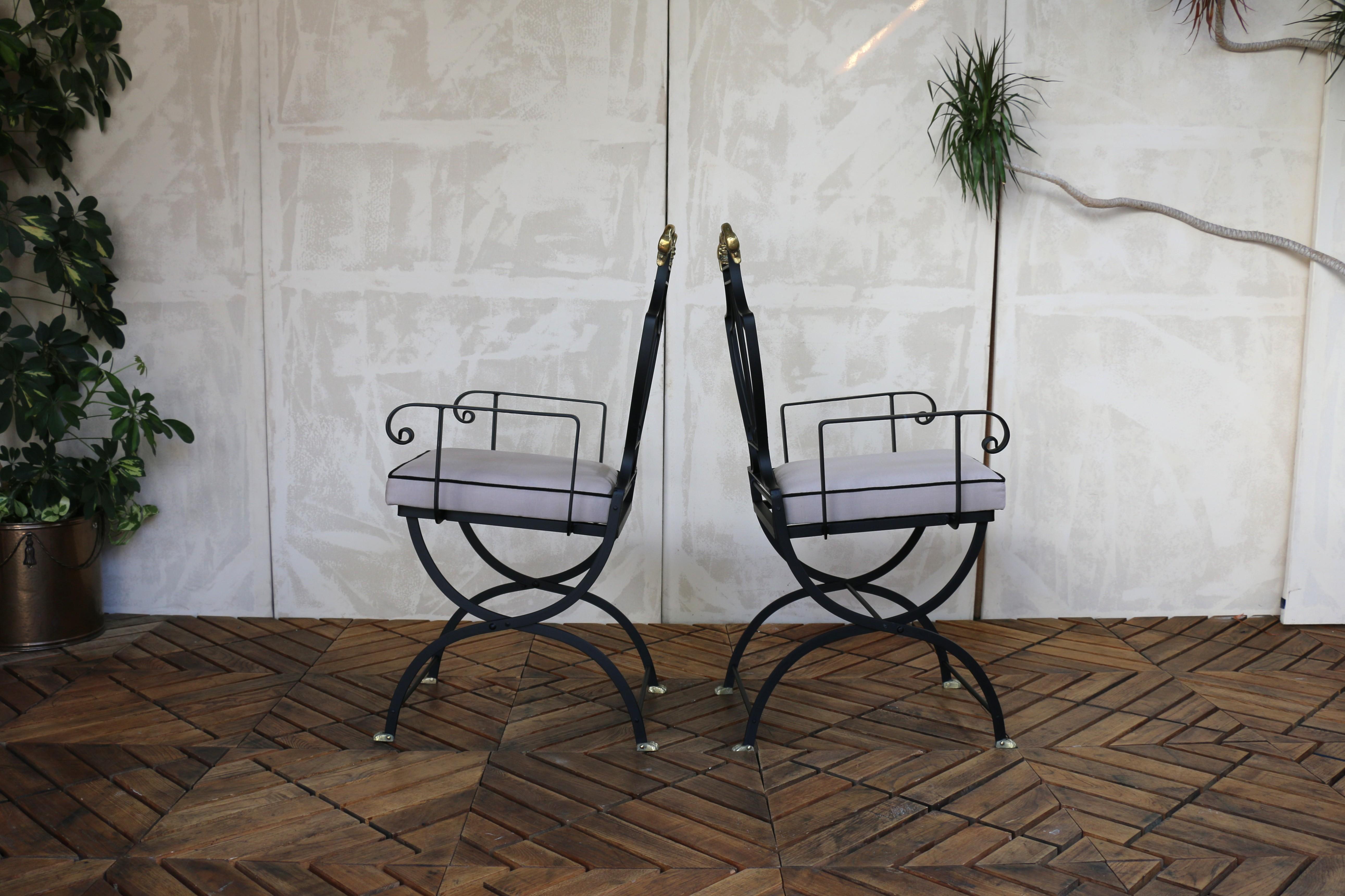 Juego de seis sillas de comedor para patio de mediados del siglo XX, de Maison Jansen en venta 7