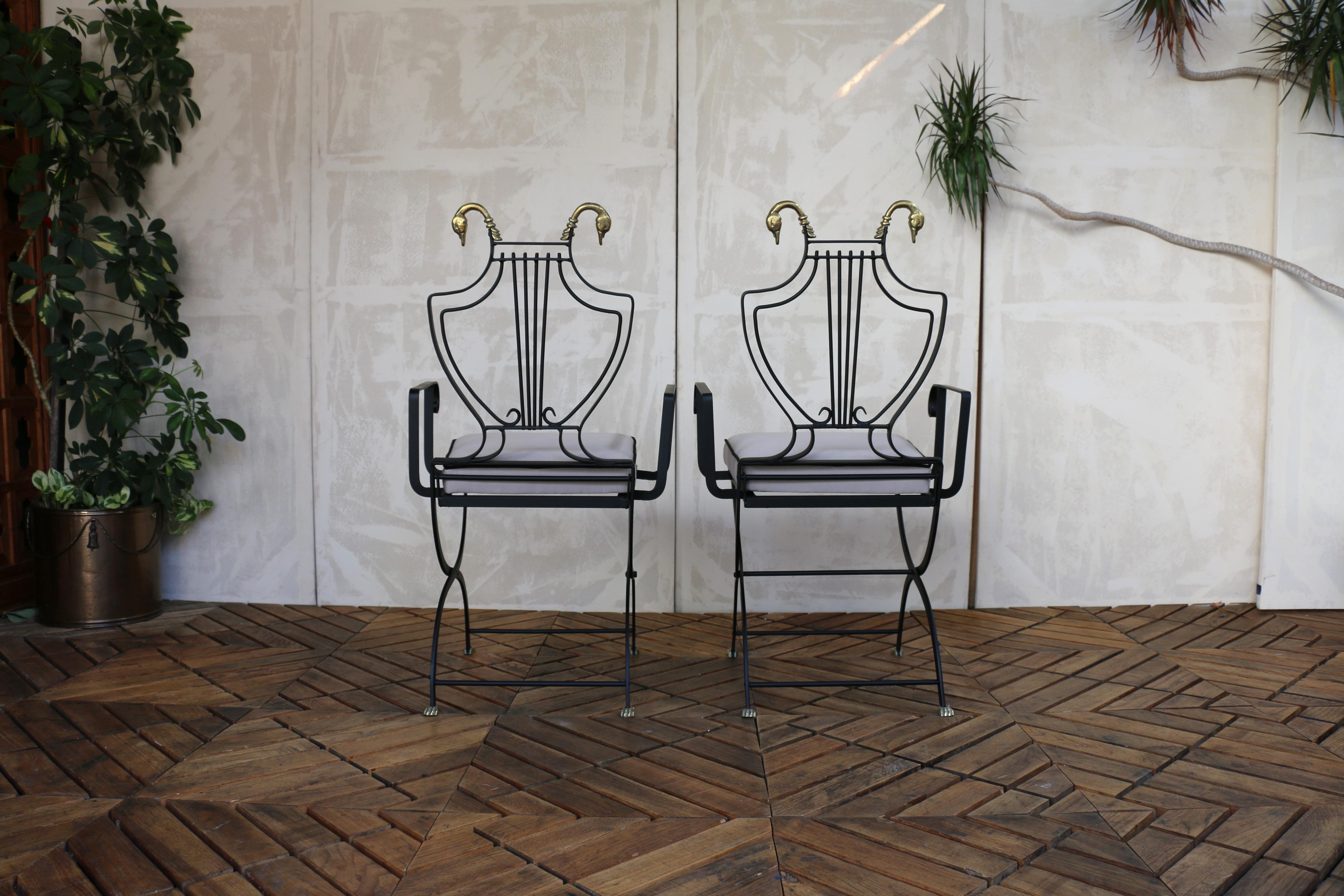 Juego de seis sillas de comedor para patio de mediados del siglo XX, de Maison Jansen en venta 8