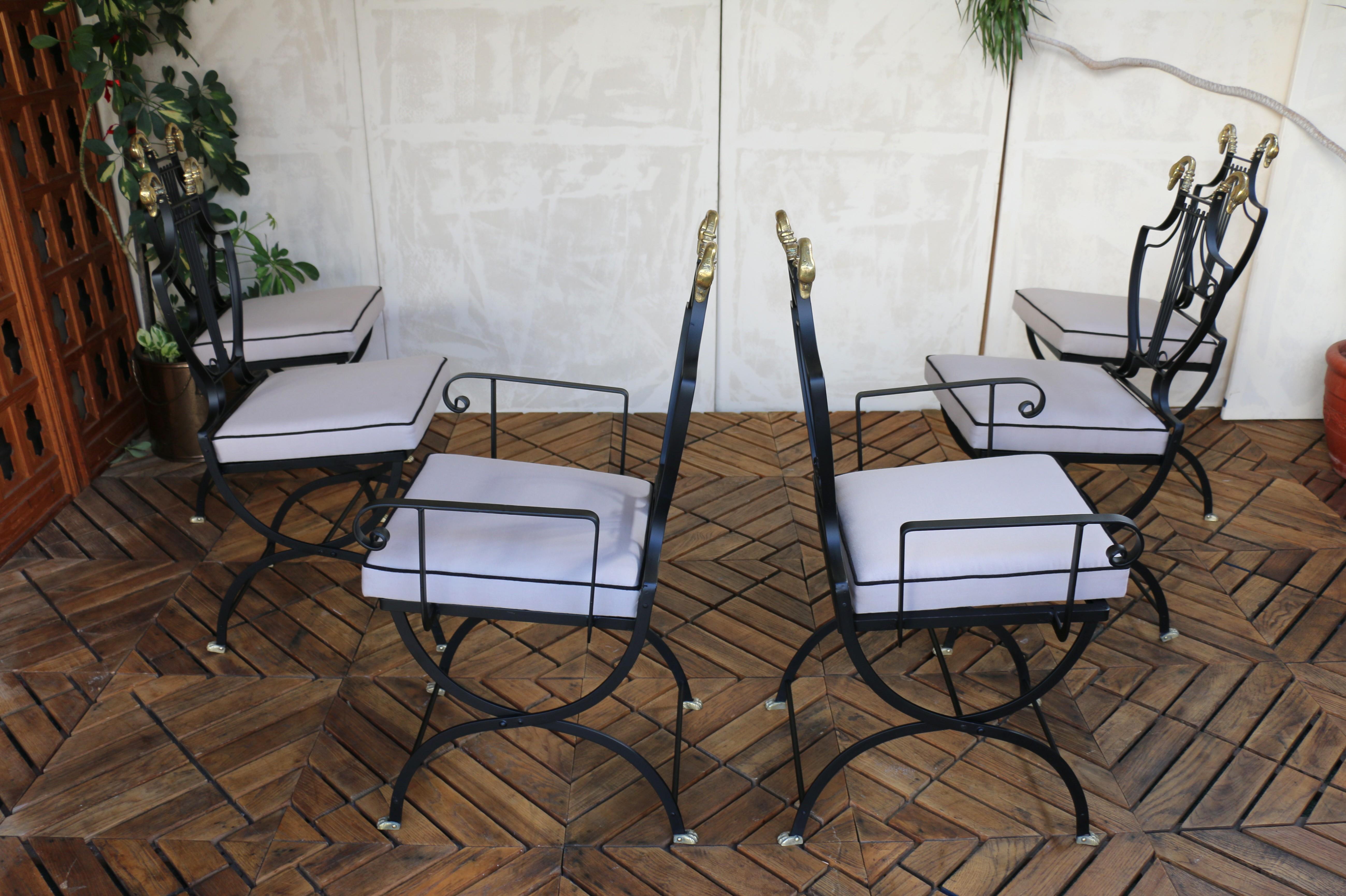 Juego de seis sillas de comedor para patio de mediados del siglo XX, de Maison Jansen Moderno de mediados de siglo en venta