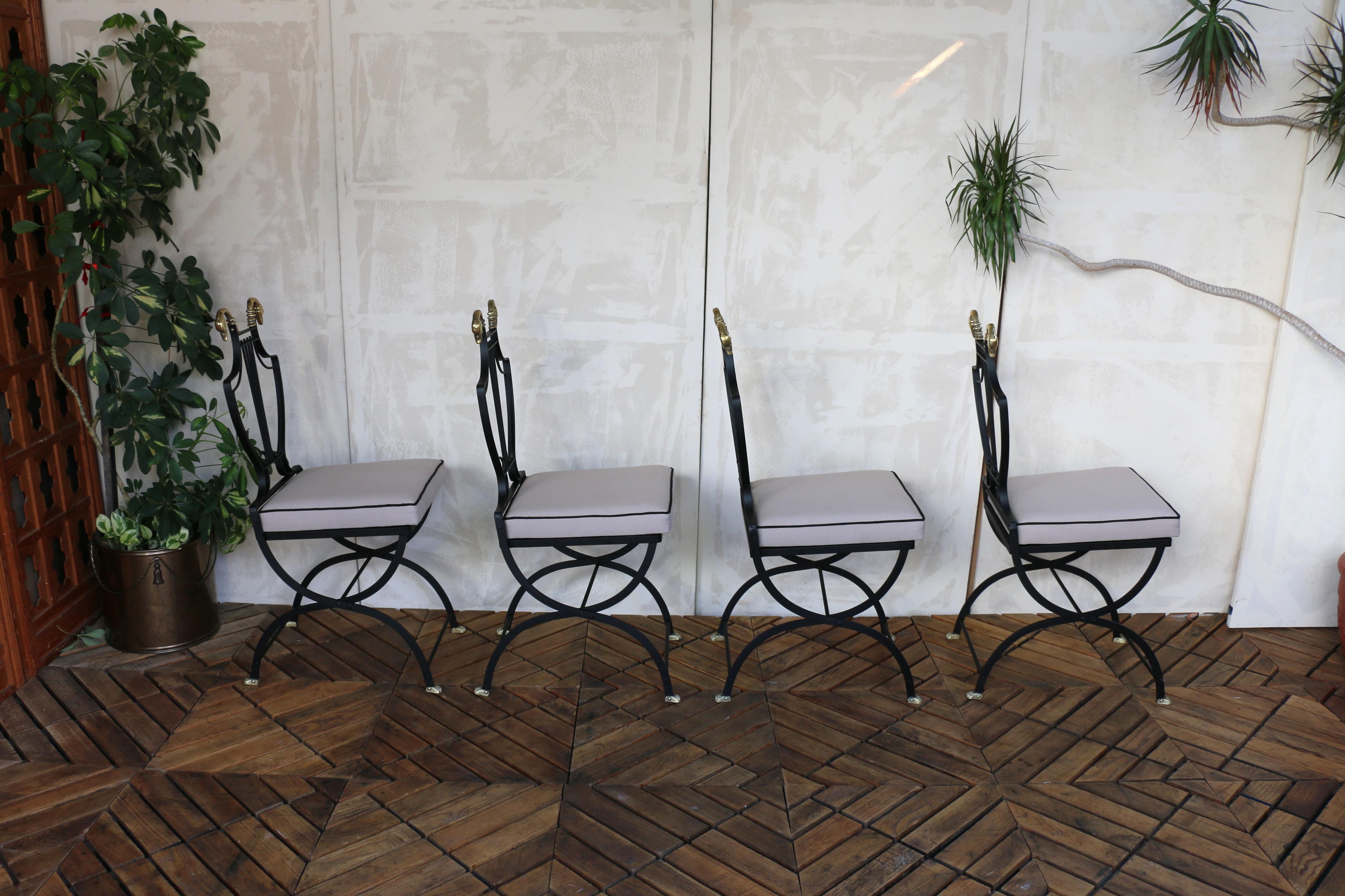 Juego de seis sillas de comedor para patio de mediados del siglo XX, de Maison Jansen en venta 1