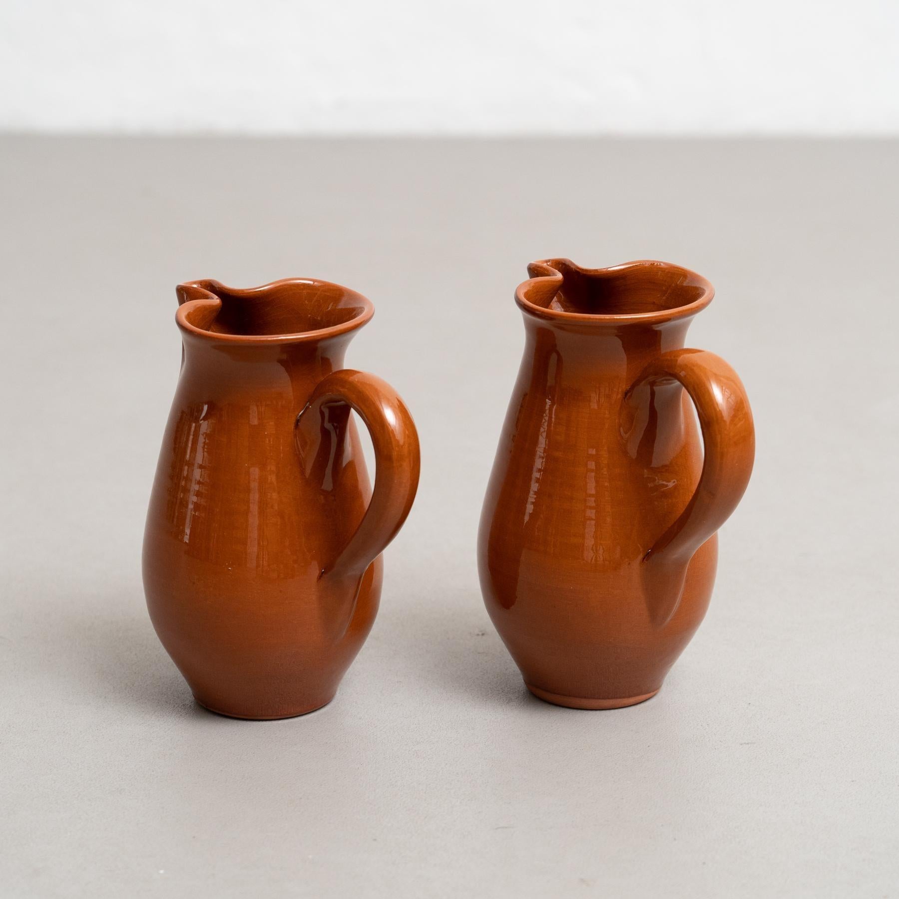 Mid 20th Century Set of Two Traditional Spanish Ceramic Vases For Sale 14