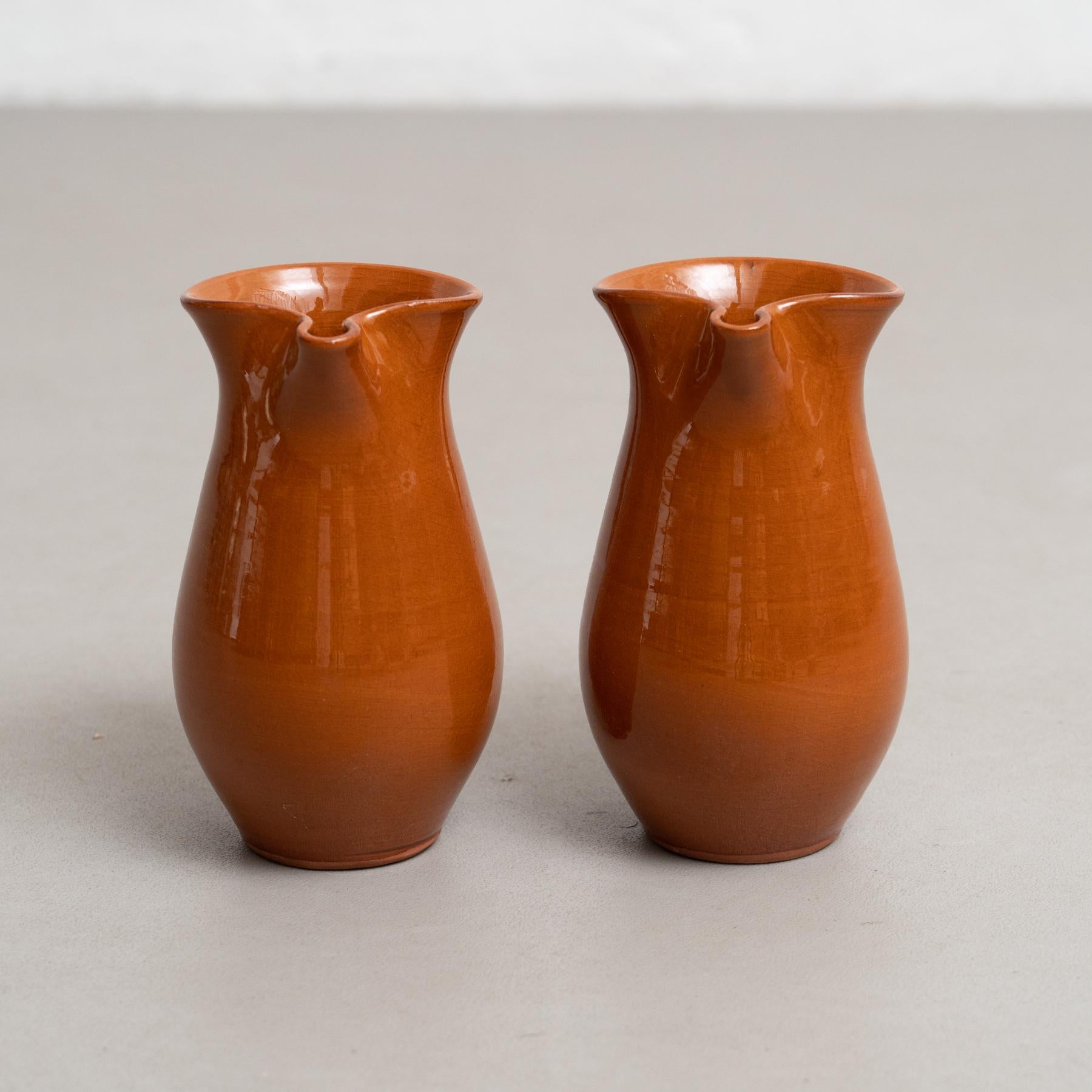 Rustic Mid 20th Century Set of Two Traditional Spanish Ceramic Vases