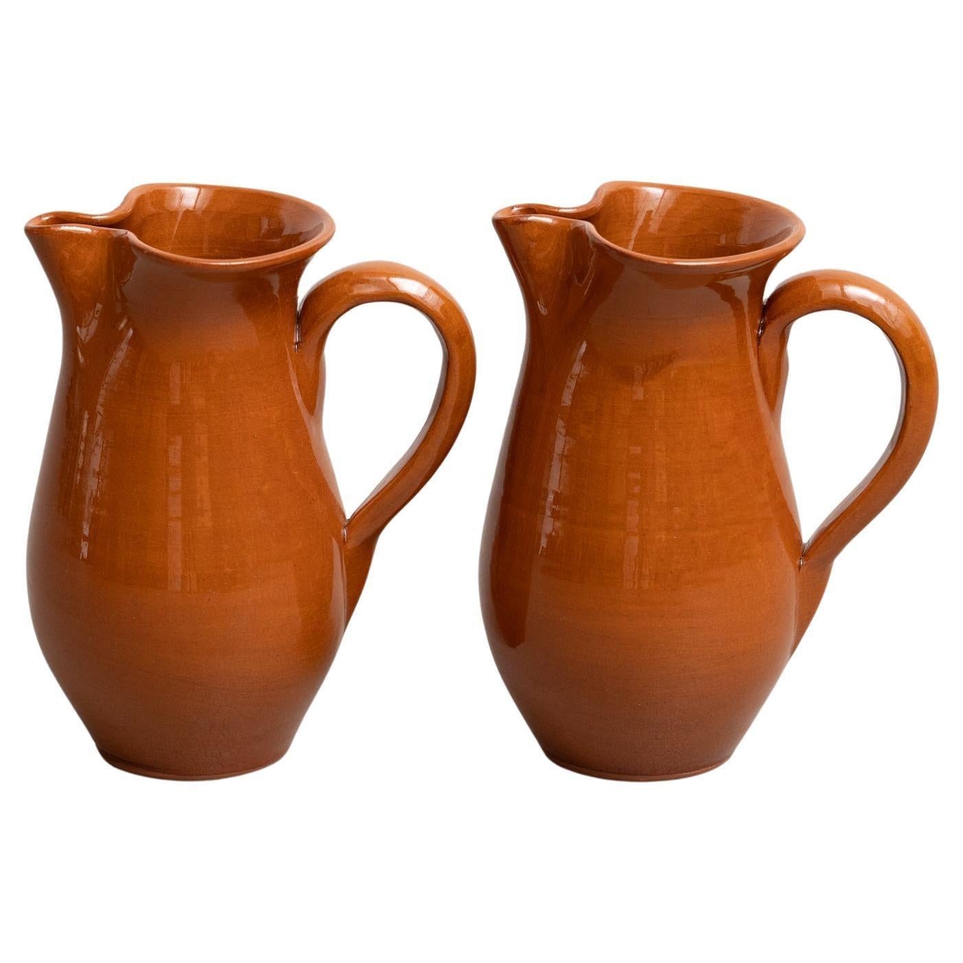 Set von zwei traditionellen spanischen Keramikvasen aus der Mitte des 20. Jahrhunderts (Rustikal) im Angebot