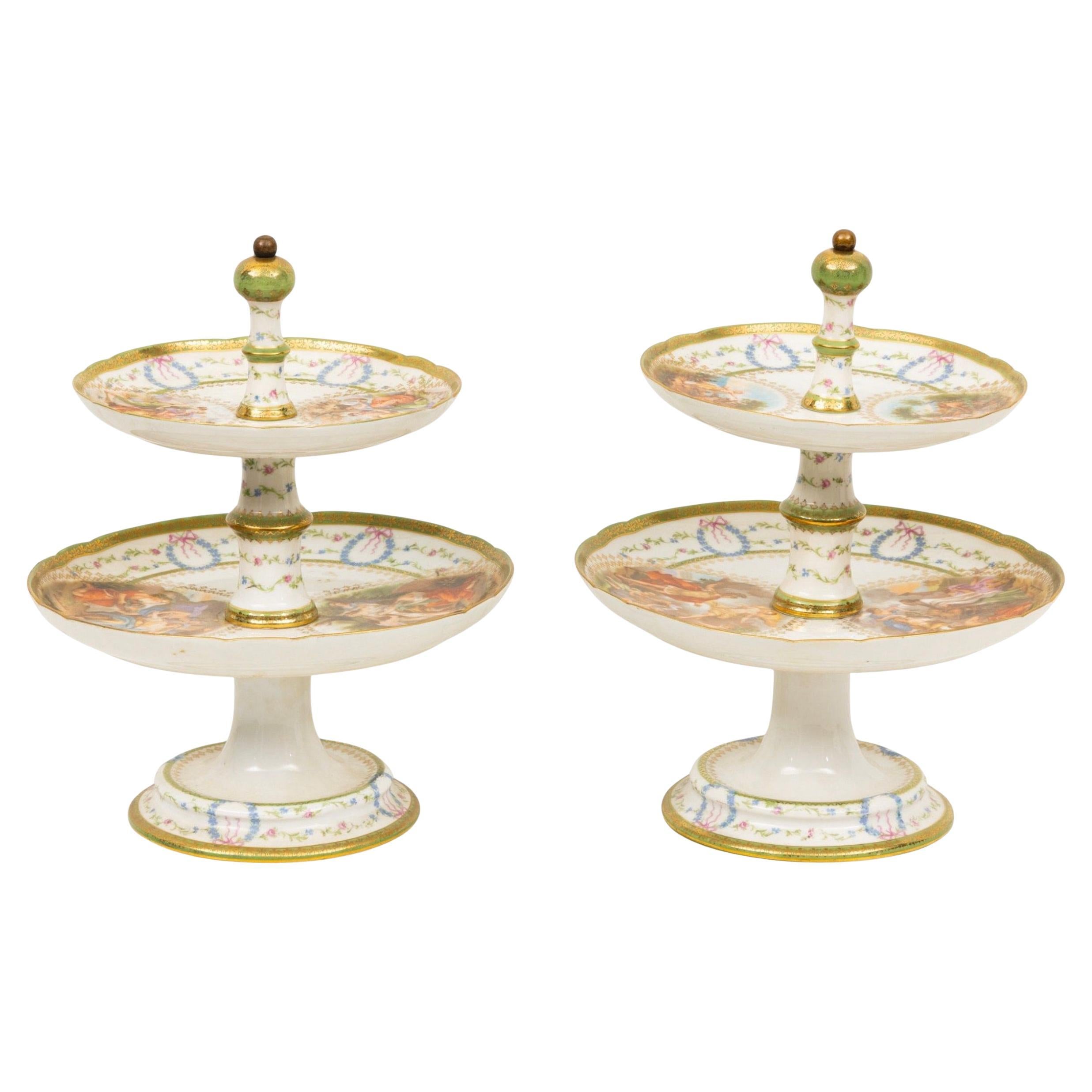 Mid-20th Century Sèvres Porcelain Compotes by Salvador Rosa, France, circa 1950