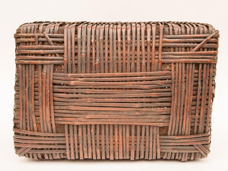 Mid20th Century Shaman Basket with Hand Spun Netting, From the Tamang
