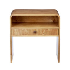 Vintage Mid-20th Century Shaped Elm Bedside Table