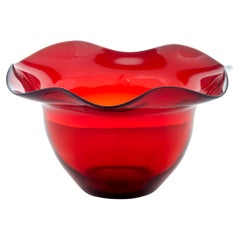Mid 20th Century Shaped Red Art Glass Vase by Monica Bratt