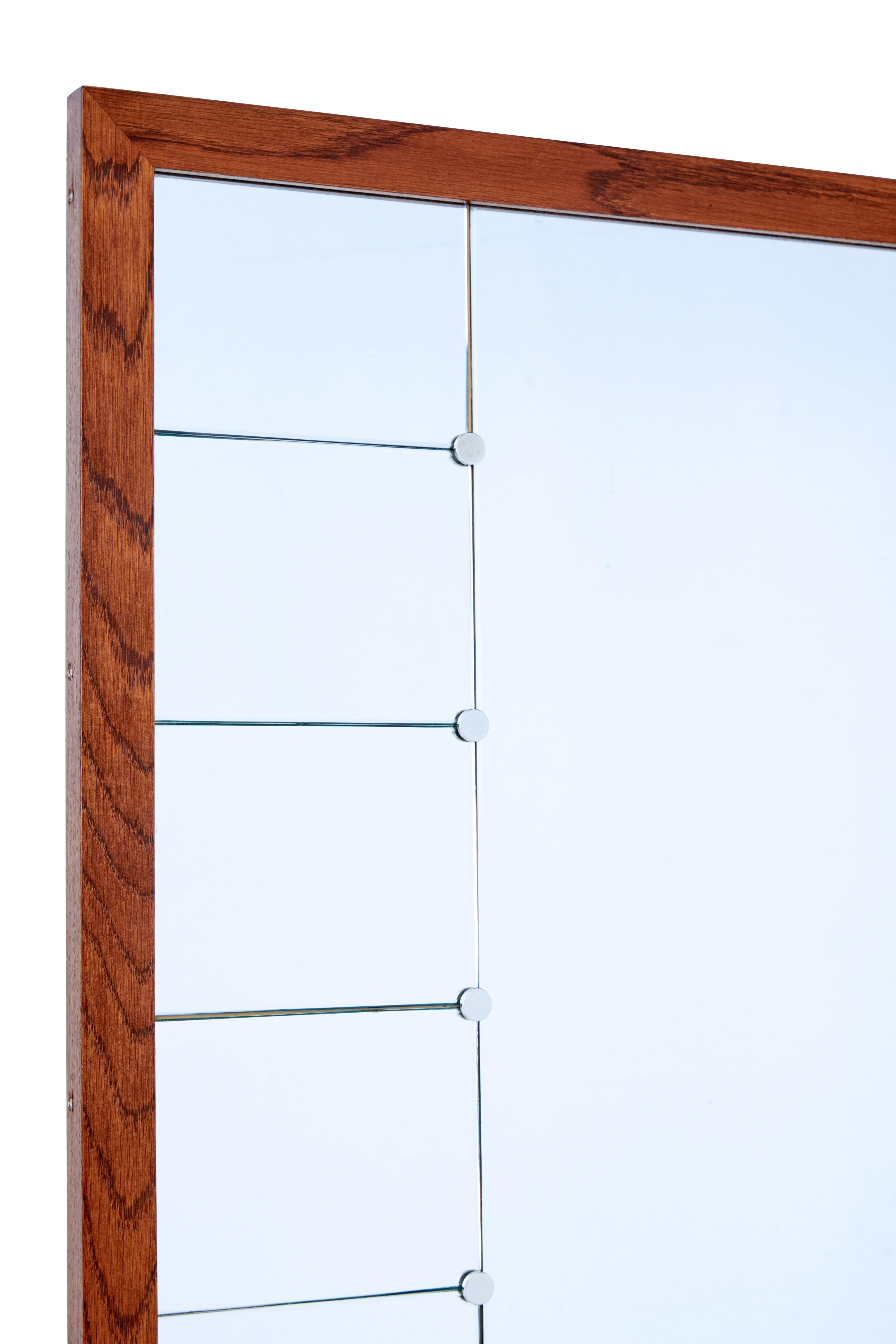 Art Deco Mid-20th Century Shaped Scandinavian Teak Wall Mirror