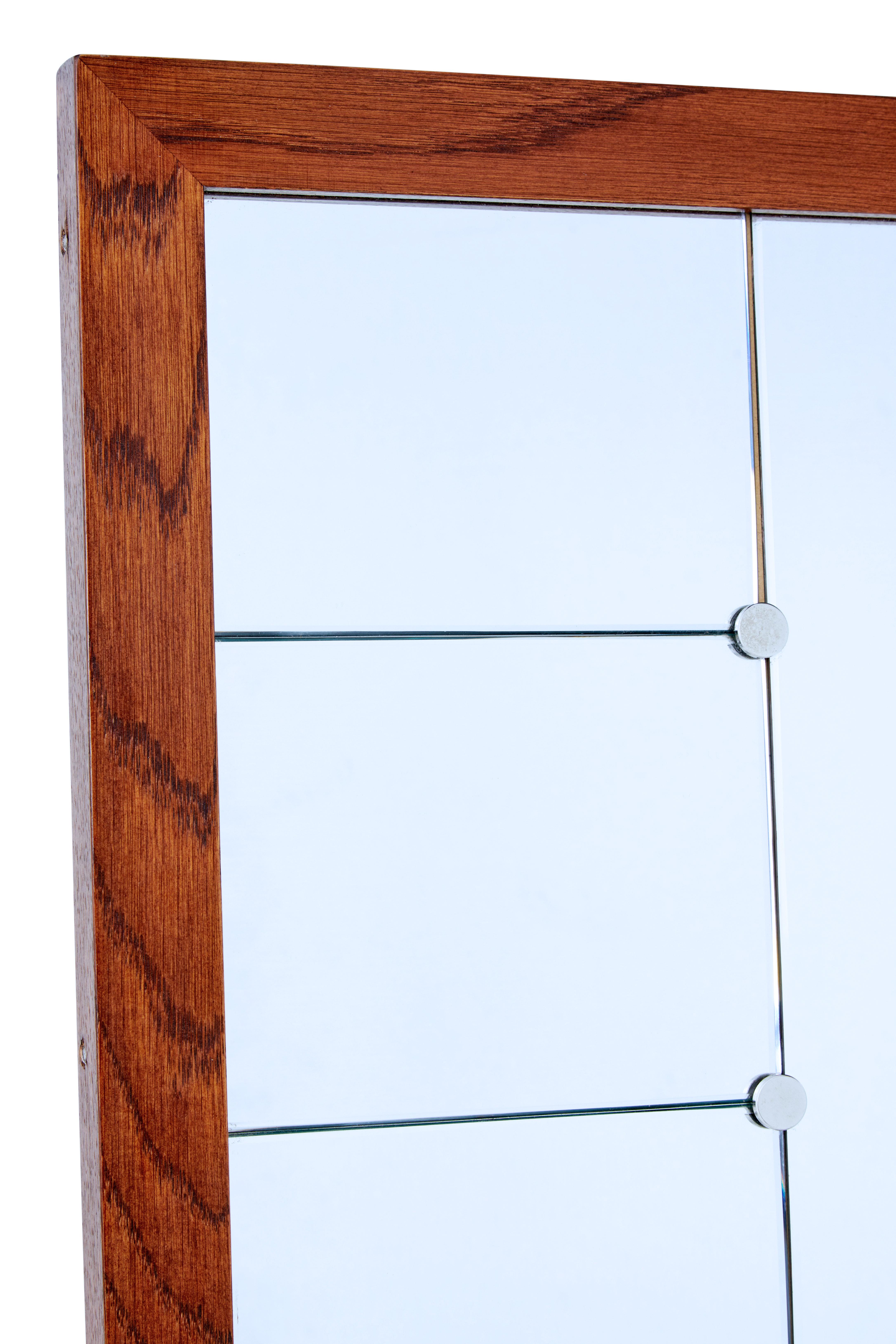 Swedish Mid-20th Century Shaped Scandinavian Teak Wall Mirror