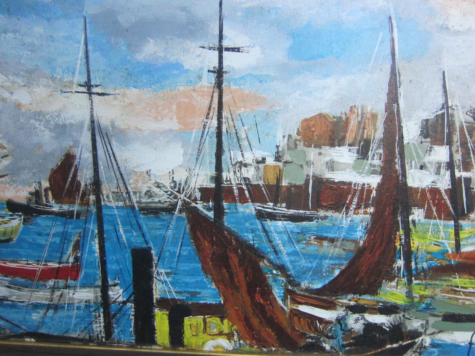 Mid-20th Century Ships Painting by Flont 1