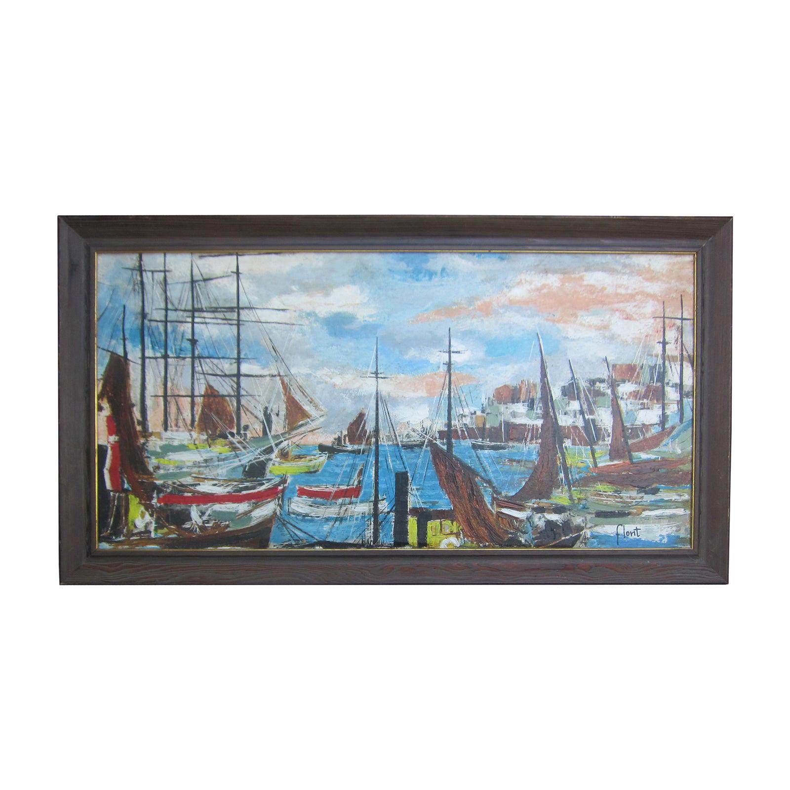 Mid-20th Century Ships Painting by Flont