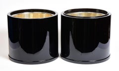 Mid-20th Century, Showa, A Pair of Japanese Pots (Hibachi) with Black Lacquer