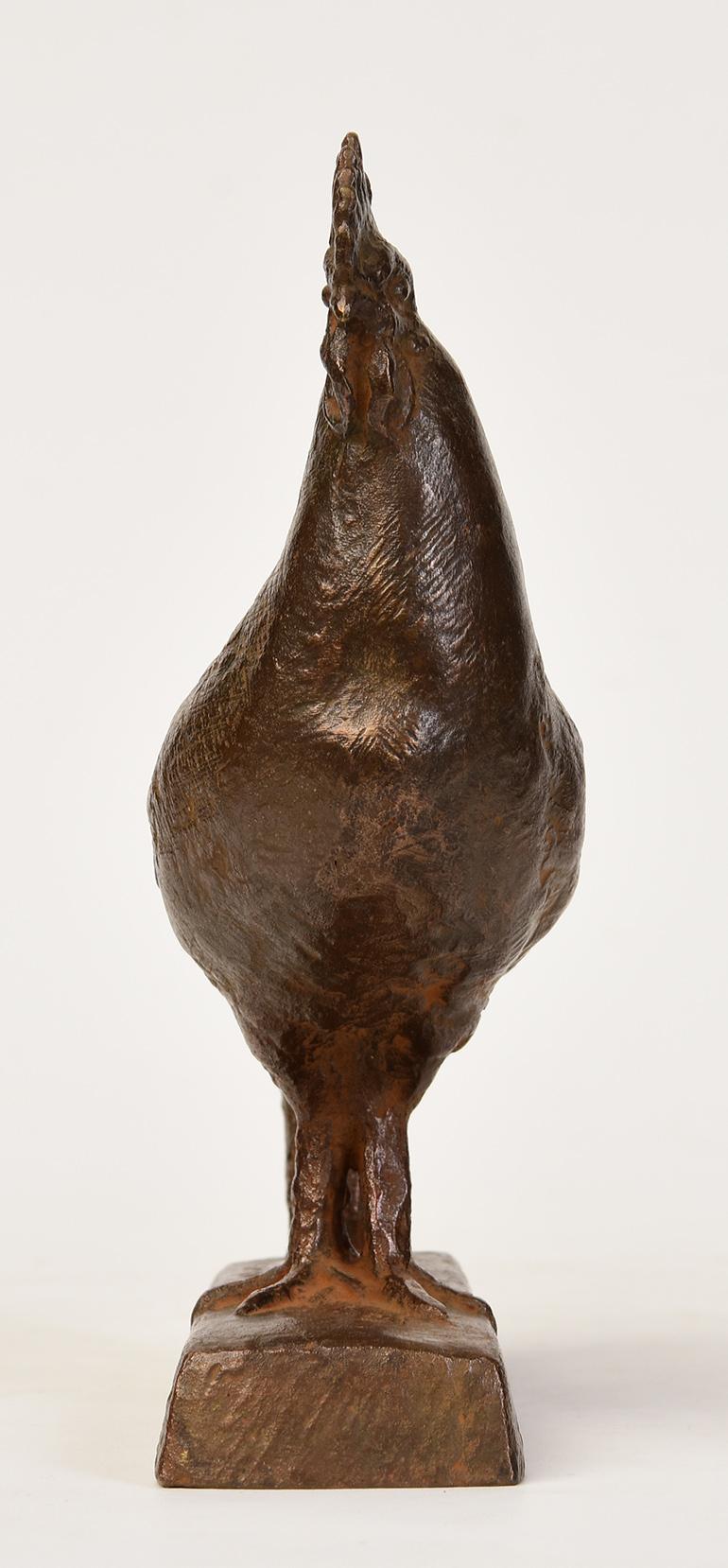 Mid-20th Century, Showa, Japanese Bronze Animal Rooster with Artist Sign For Sale 7