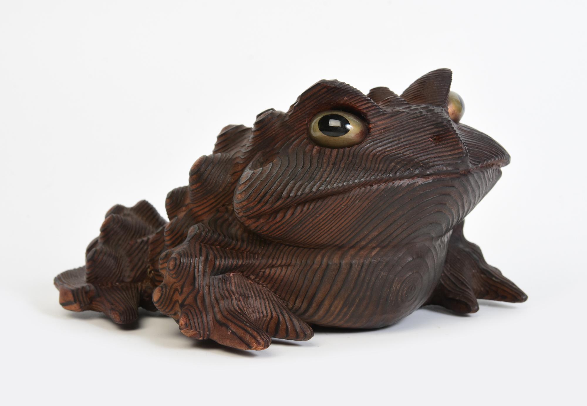Mid-20th Century, Showa, Japanese Keyaki Wood Frog / Toad For Sale 5
