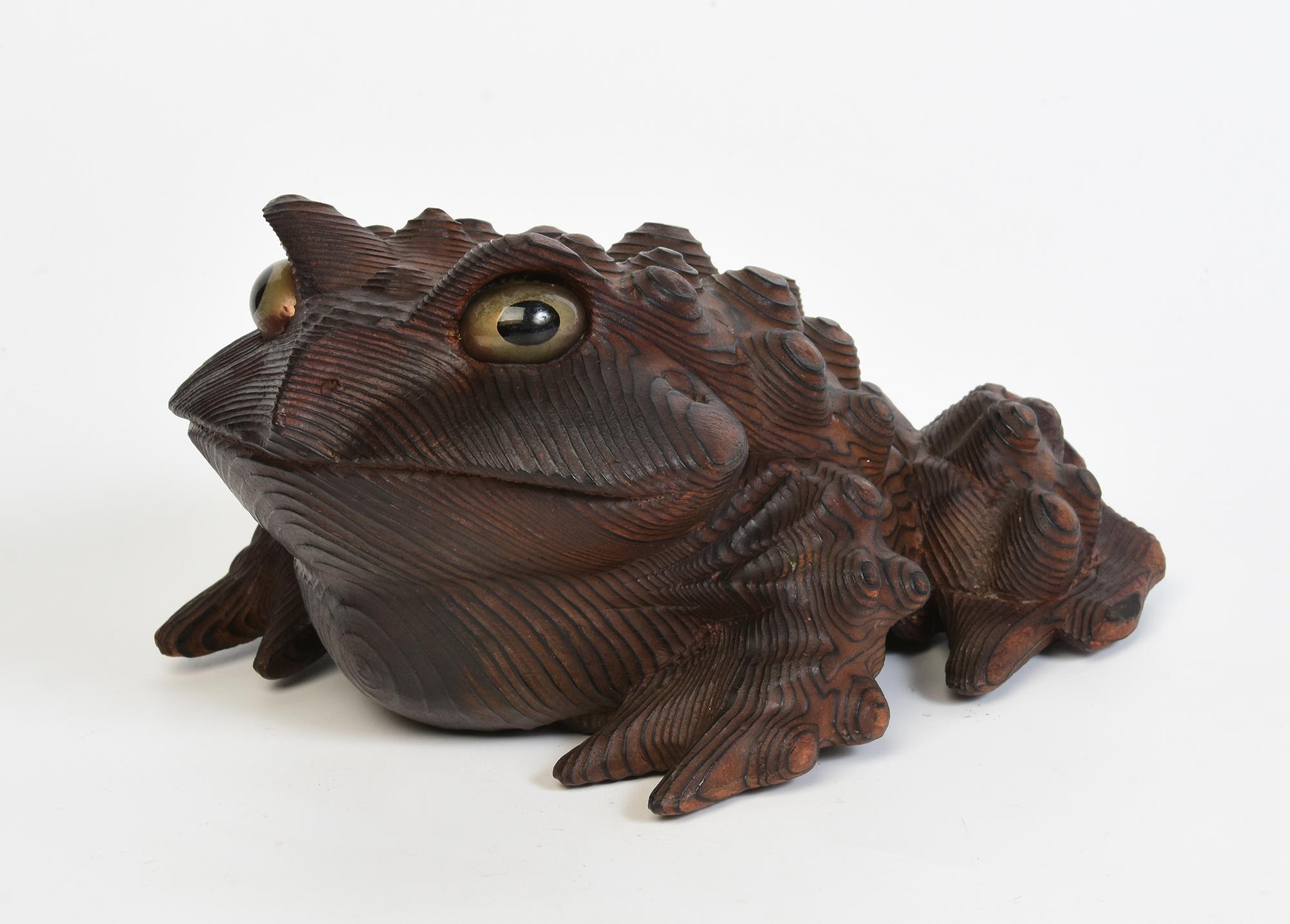 Mid-20th Century, Showa, Japanese Keyaki Wood Frog / Toad For Sale 9