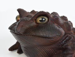 Mid-20th Century, Showa, Japanese Keyaki Wood Frog / Toad