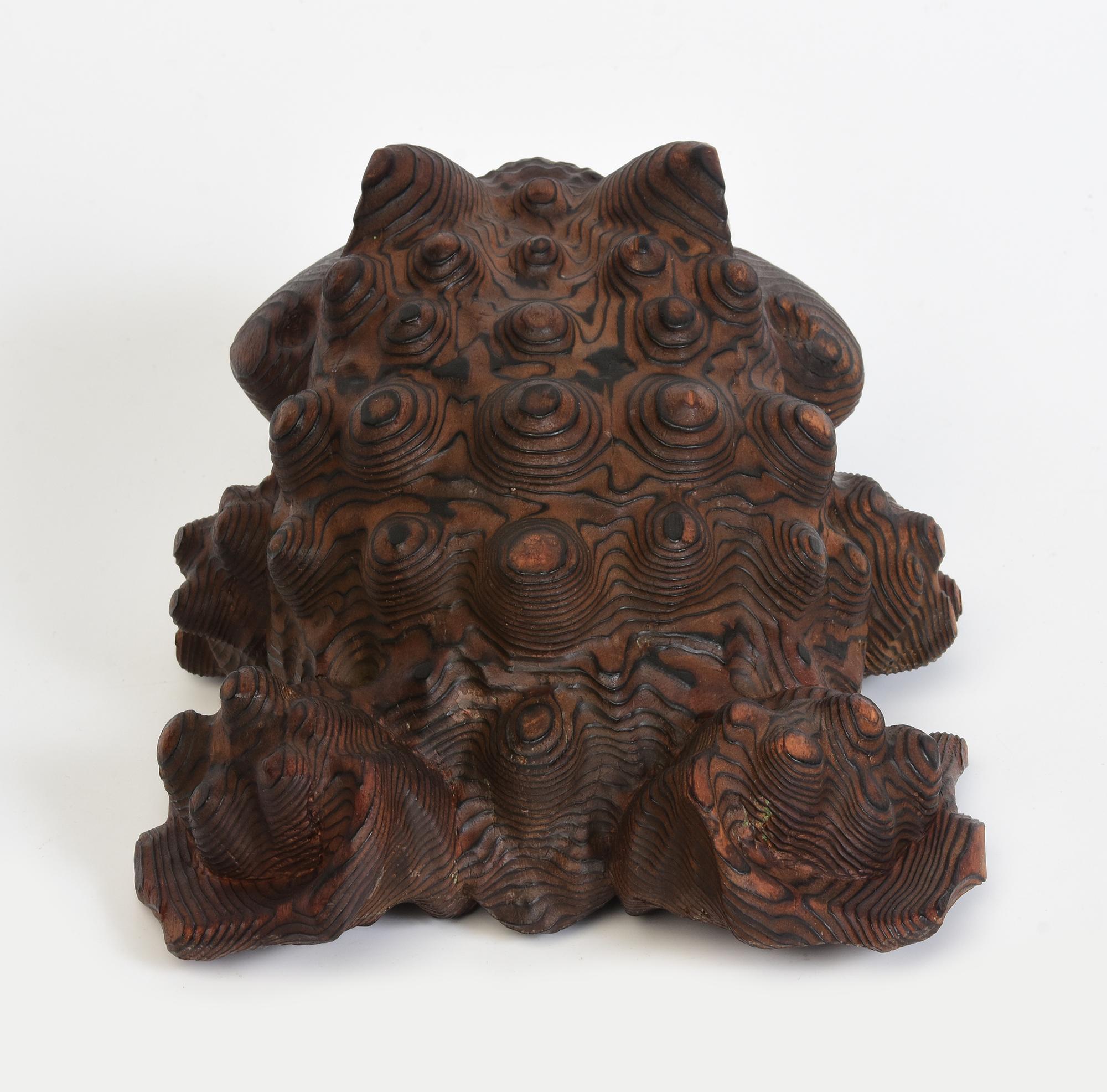 Mid-20th Century, Showa, Japanese Keyaki Wood Frog / Toad For Sale 2