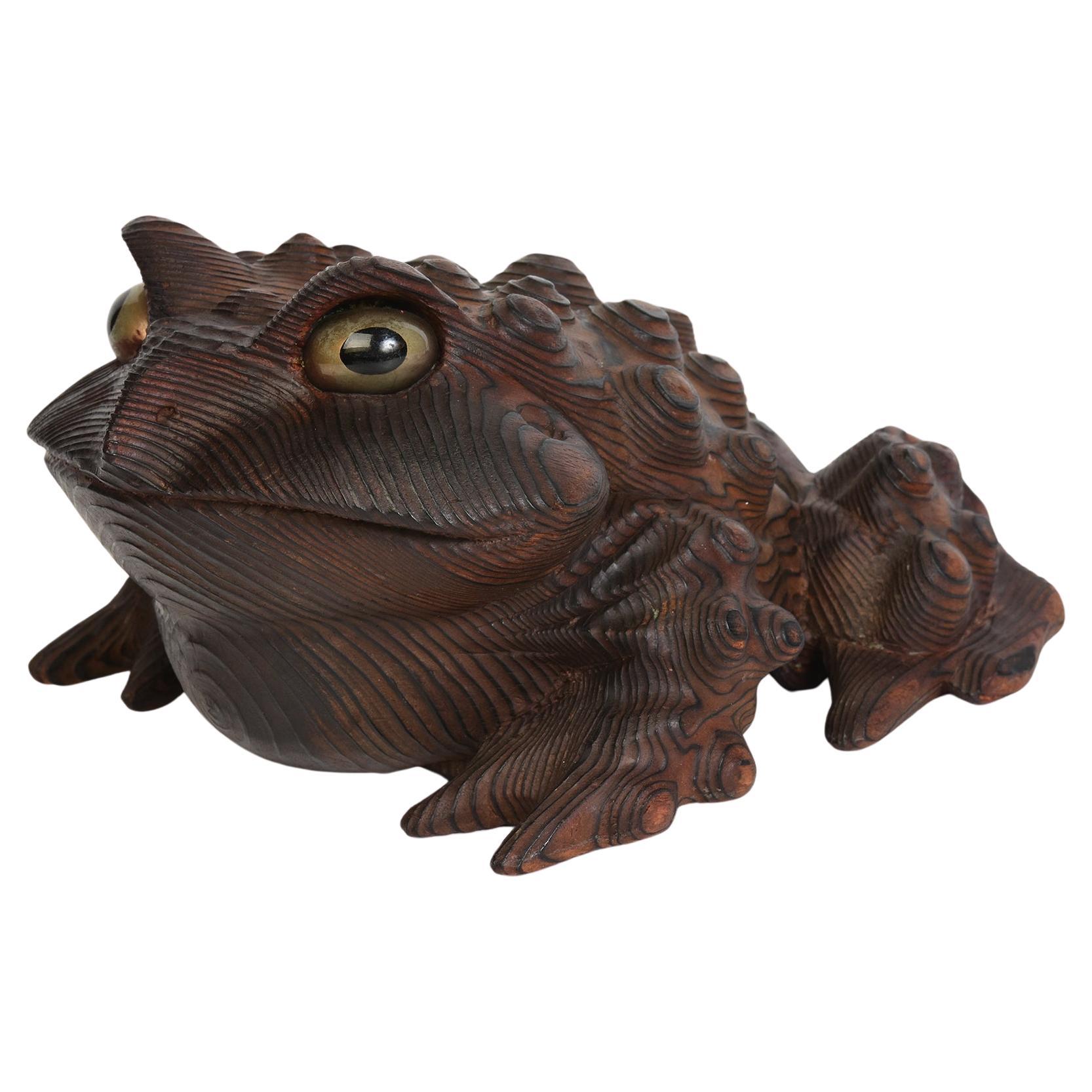 Mid-20th Century, Showa, Japanese Keyaki Wood Frog / Toad For Sale