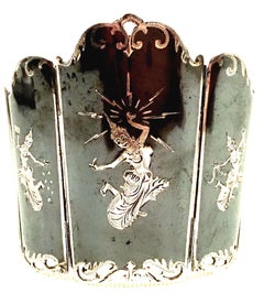 Mid-20th Century Siam Sterling Silver & Niello Enamel Panel Link Bracelet-Signed