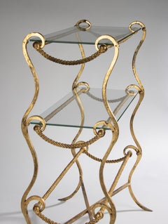 Tavolino della metà del XX secolo - stile Maison Jansen - metallo dorato e vetro