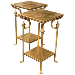 Mid-20th Century Side Tables Lined with Gold Leaf