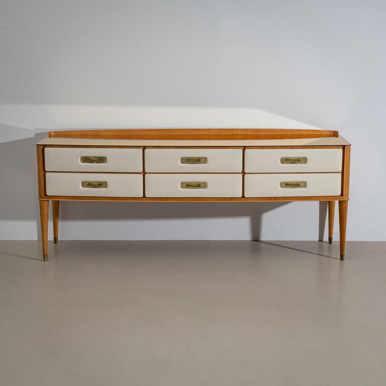 Italian Mid-20th Century Sideboard with Parchment Front, Italy For Sale