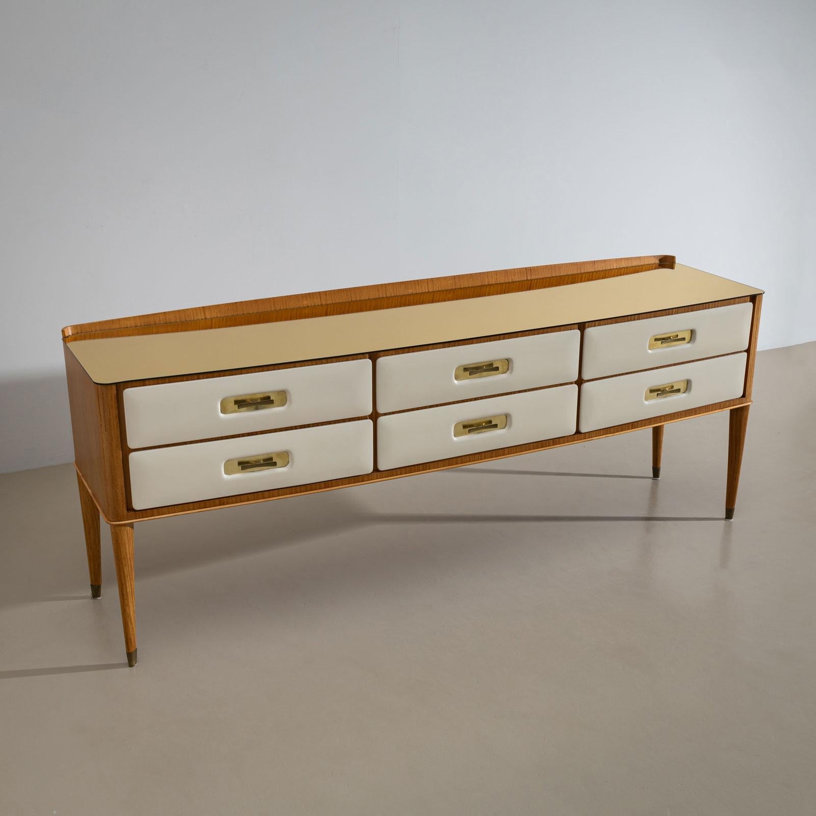 Mid-20th Century Sideboard with Parchment Front, Italy In Good Condition For Sale In New York, NY